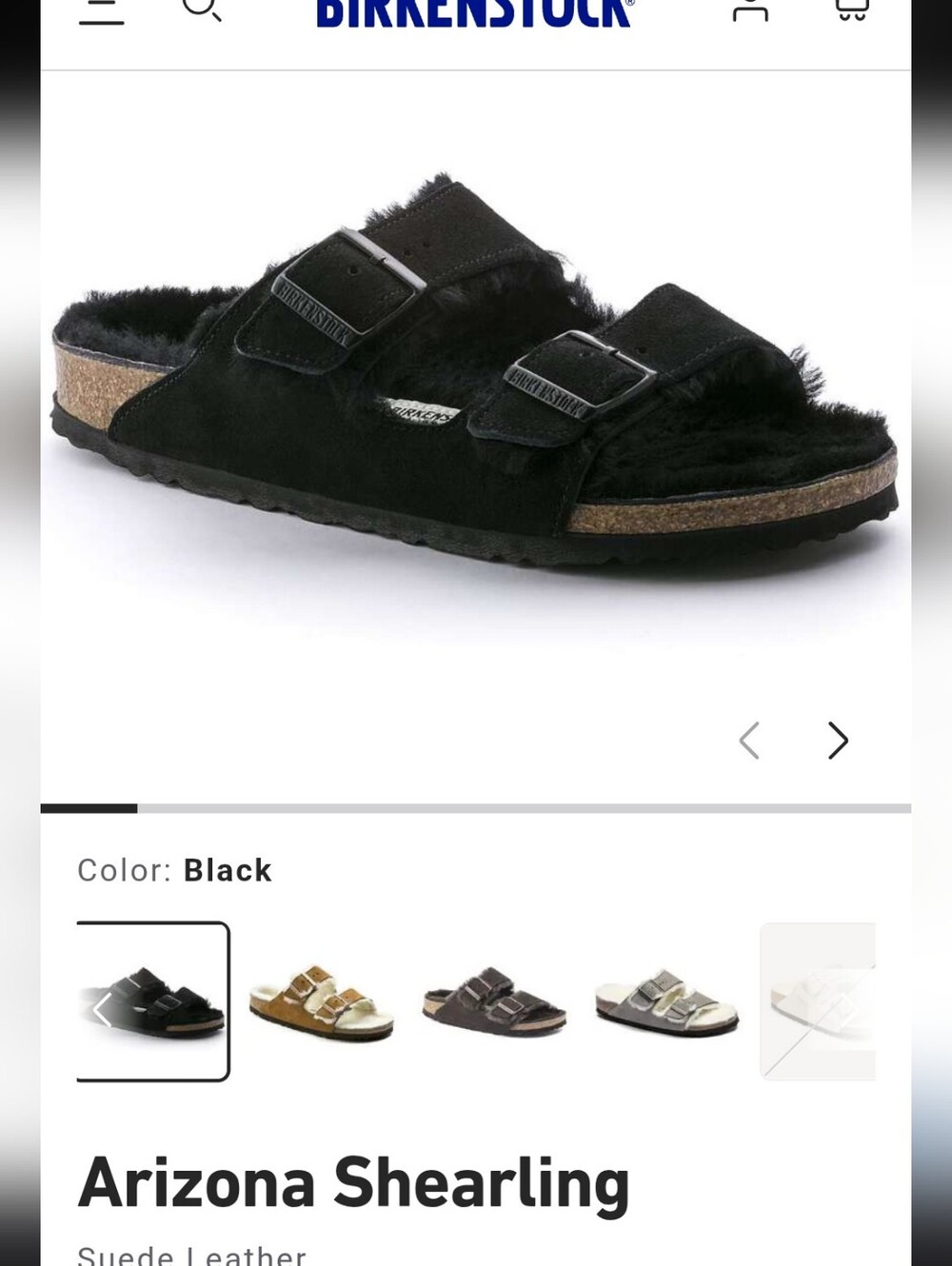 Birkenstock Arizona Shearling Slide - Black US Sz 8L/39 *need Repair*